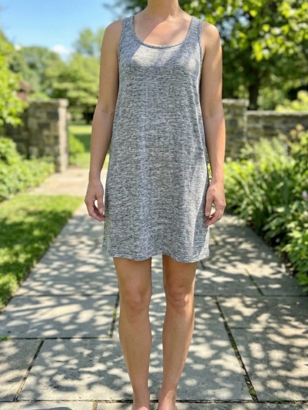 Daily Ritual Heather Gray Jersey Tank Mini Dress L Ribbed Scoop Neck Sleeveless